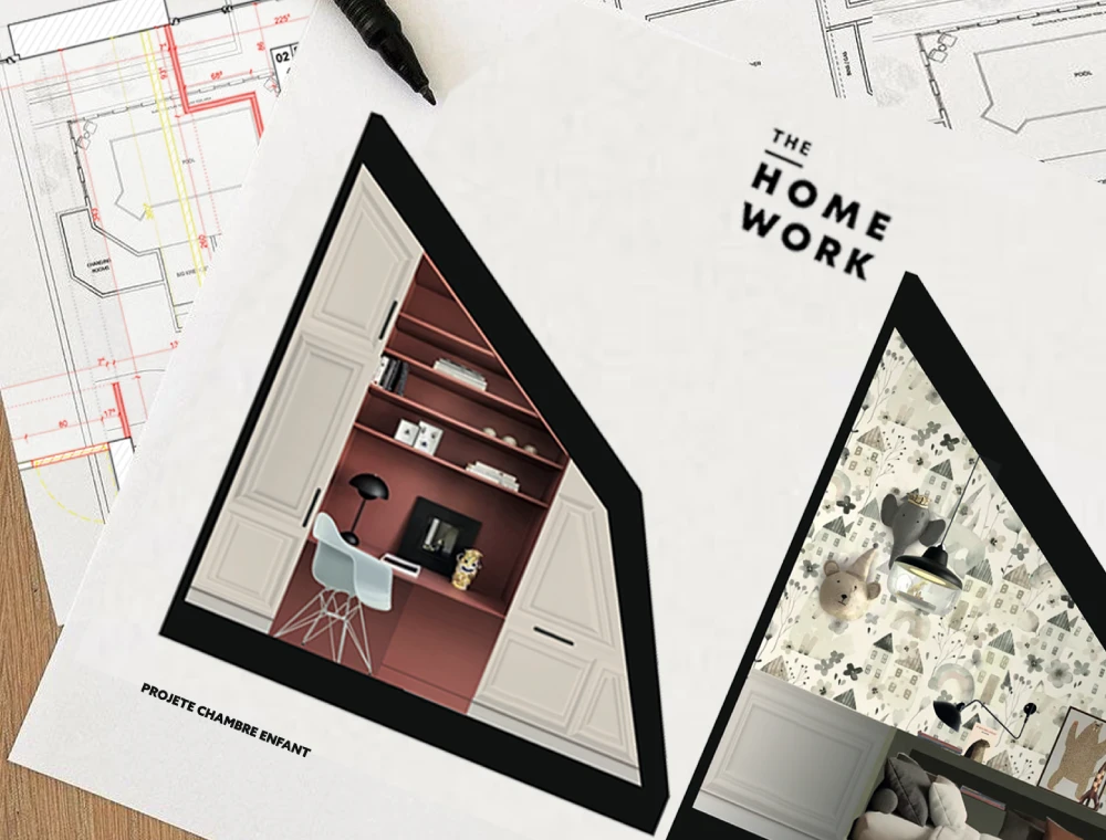 Plan et vue 3D chambre d’enfant The Homework architecte d’intérieur
